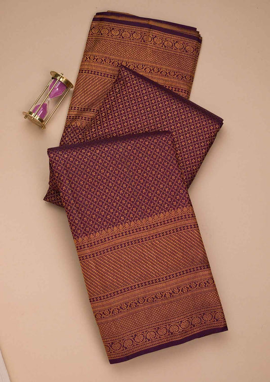 Dark Purple Zariwork Pure Silk Saree