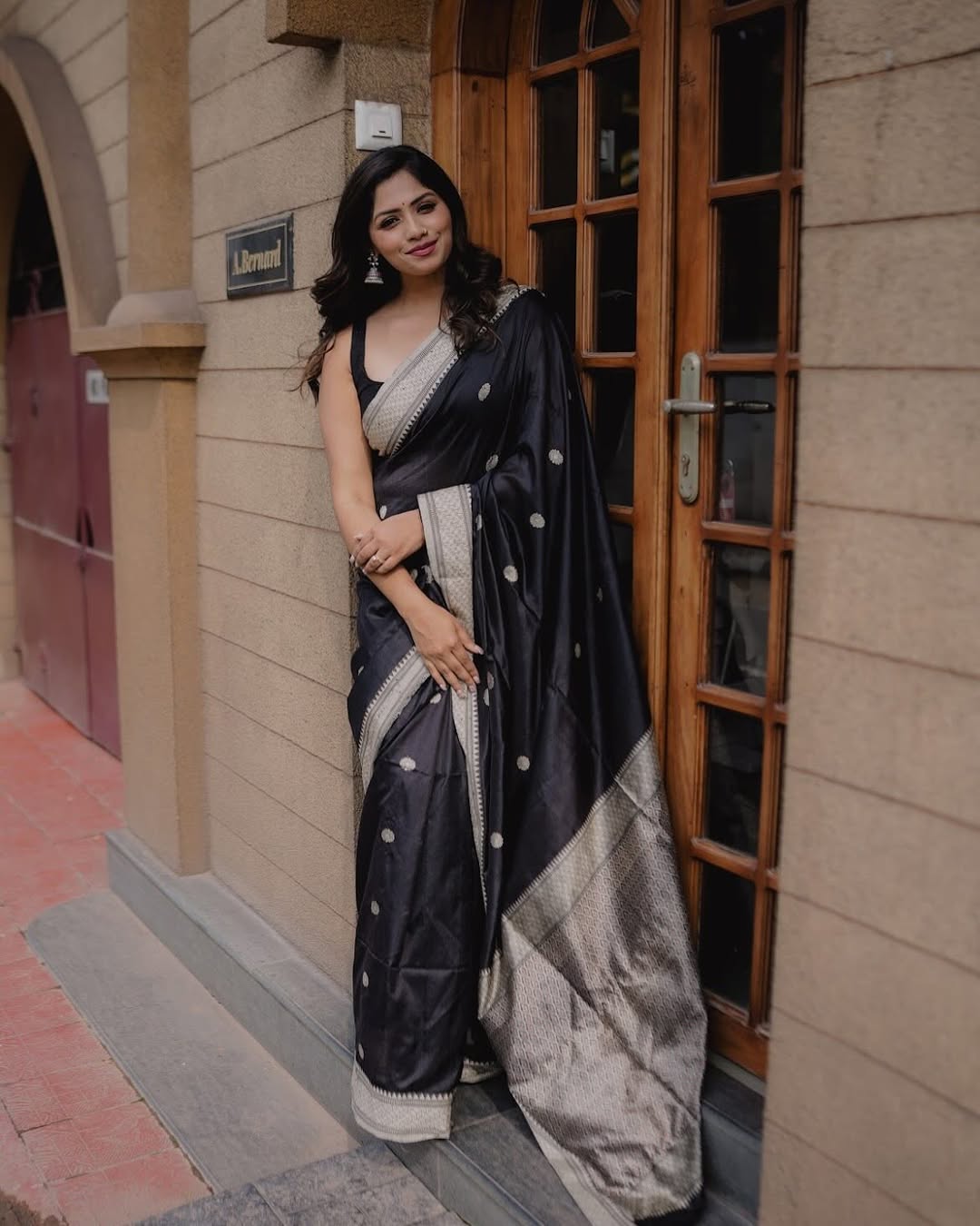 Assemblage Black Soft Silk Saree With Ebullience Blouse Piece - Surats Fabric