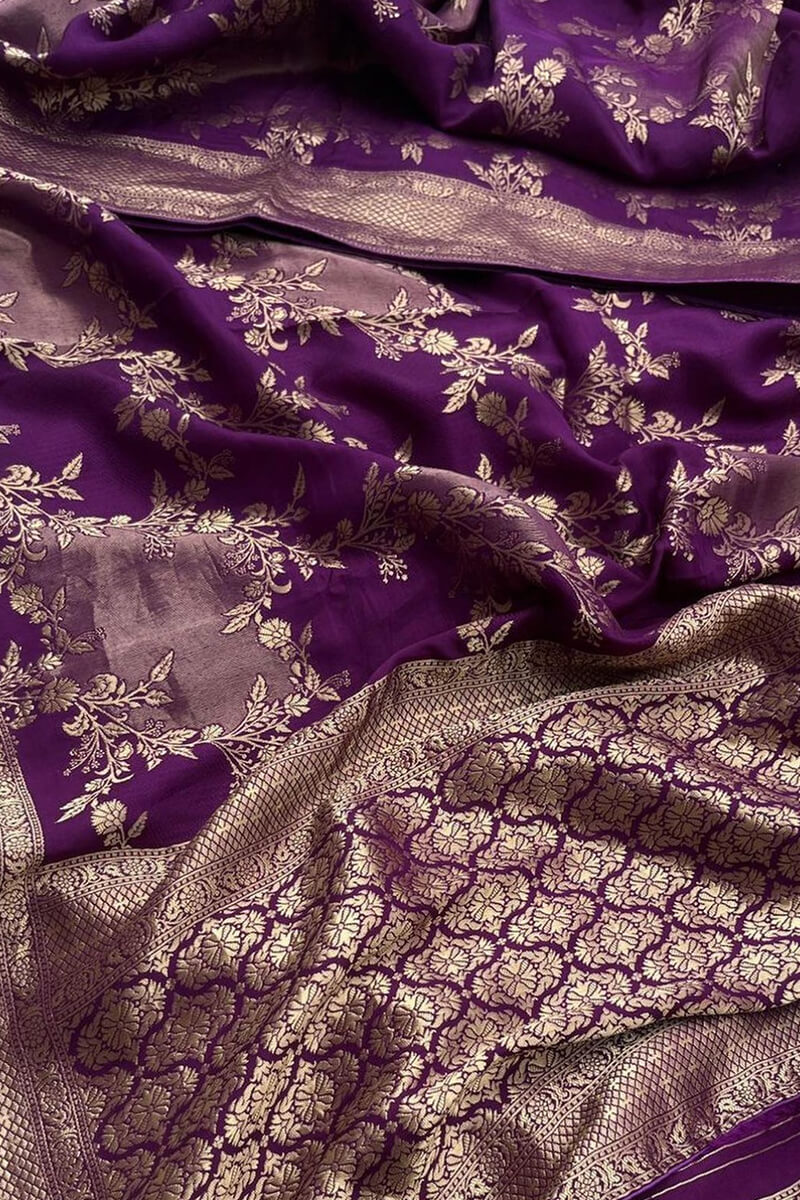 Capricious Purple Soft Silk Saree With Alluring Blouse Piece - Surats Fabric