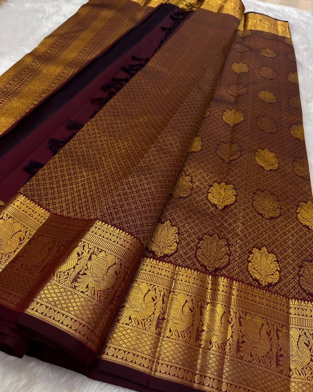Assemblage Wine Soft Banarasi Silk Saree With Fairytale Blouse Piece - Surats Fabric