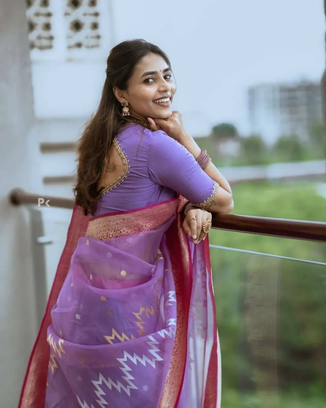 Alluring Lavender Cotton Silk Saree With Stylish Blouse Piece - Surats Fabric