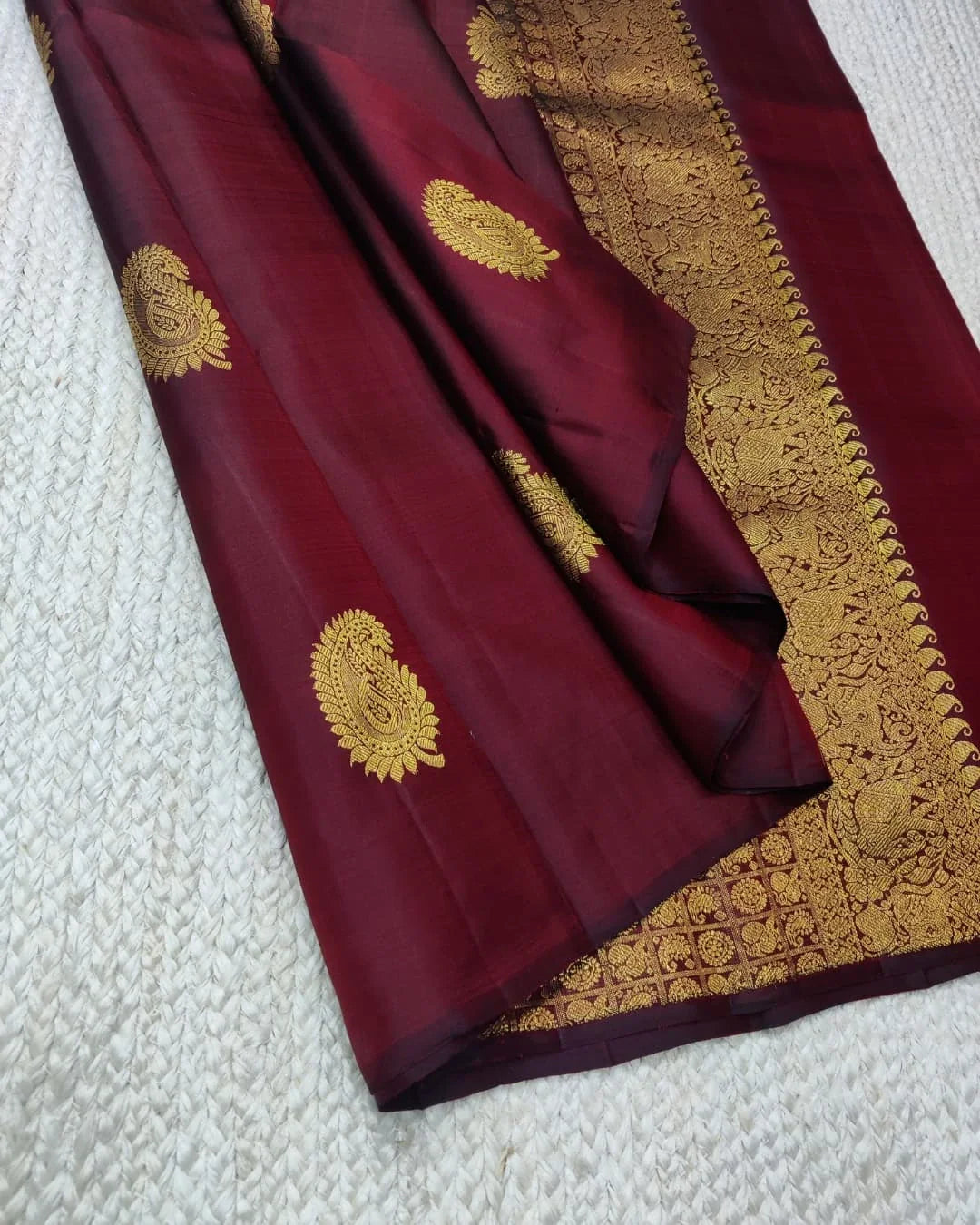 Breathtaking Wine Soft Banarasi Silk Saree With Adorning Blouse Piece - Surats Fabric