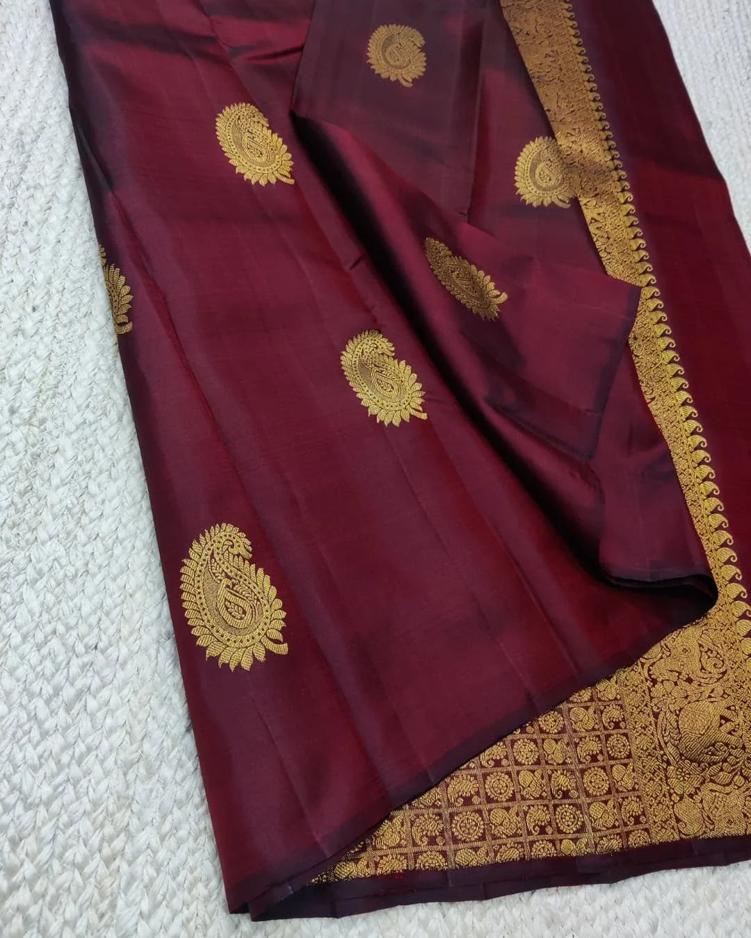 Breathtaking Wine Soft Banarasi Silk Saree With Adorning Blouse Piece - Surats Fabric