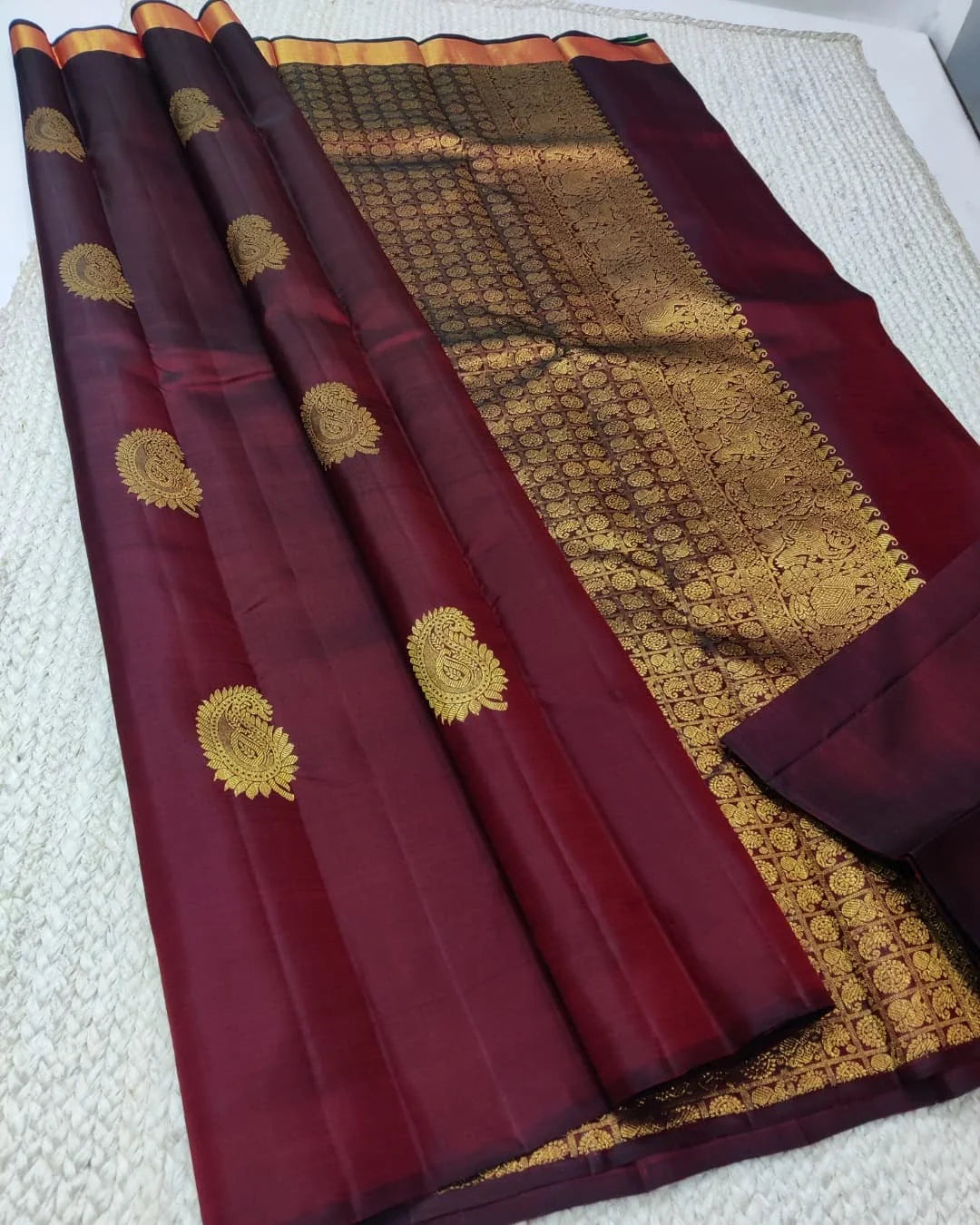 Breathtaking Wine Soft Banarasi Silk Saree With Adorning Blouse Piece - Surats Fabric