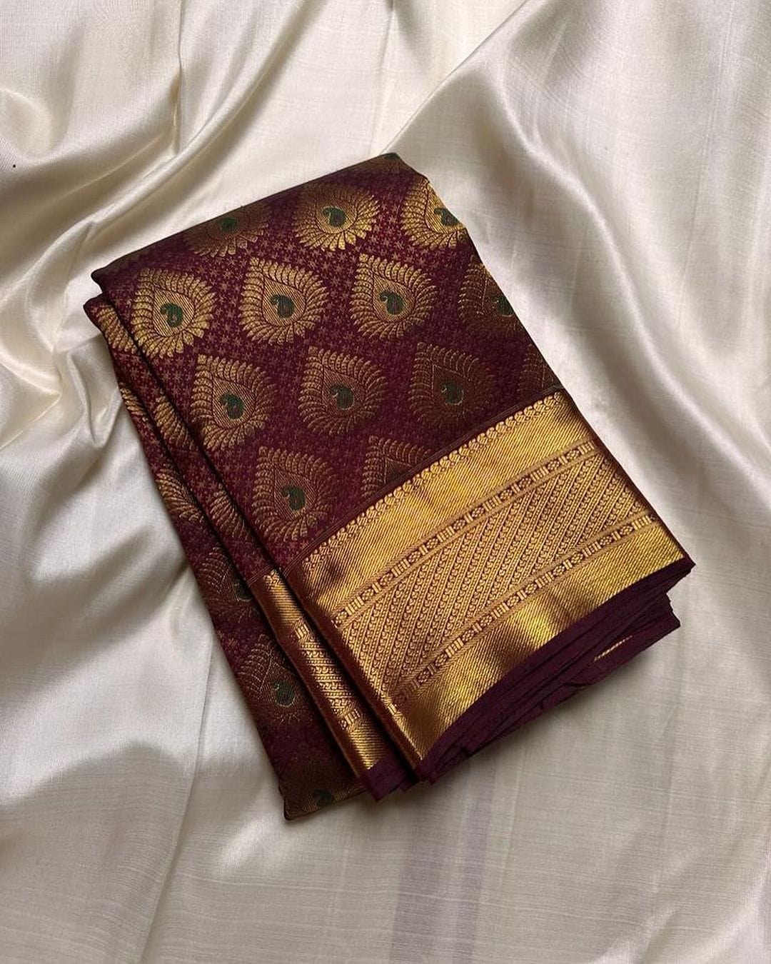 Aplomb Wine Soft Silk Saree With Vivacious Blouse Piece - Surats Fabric