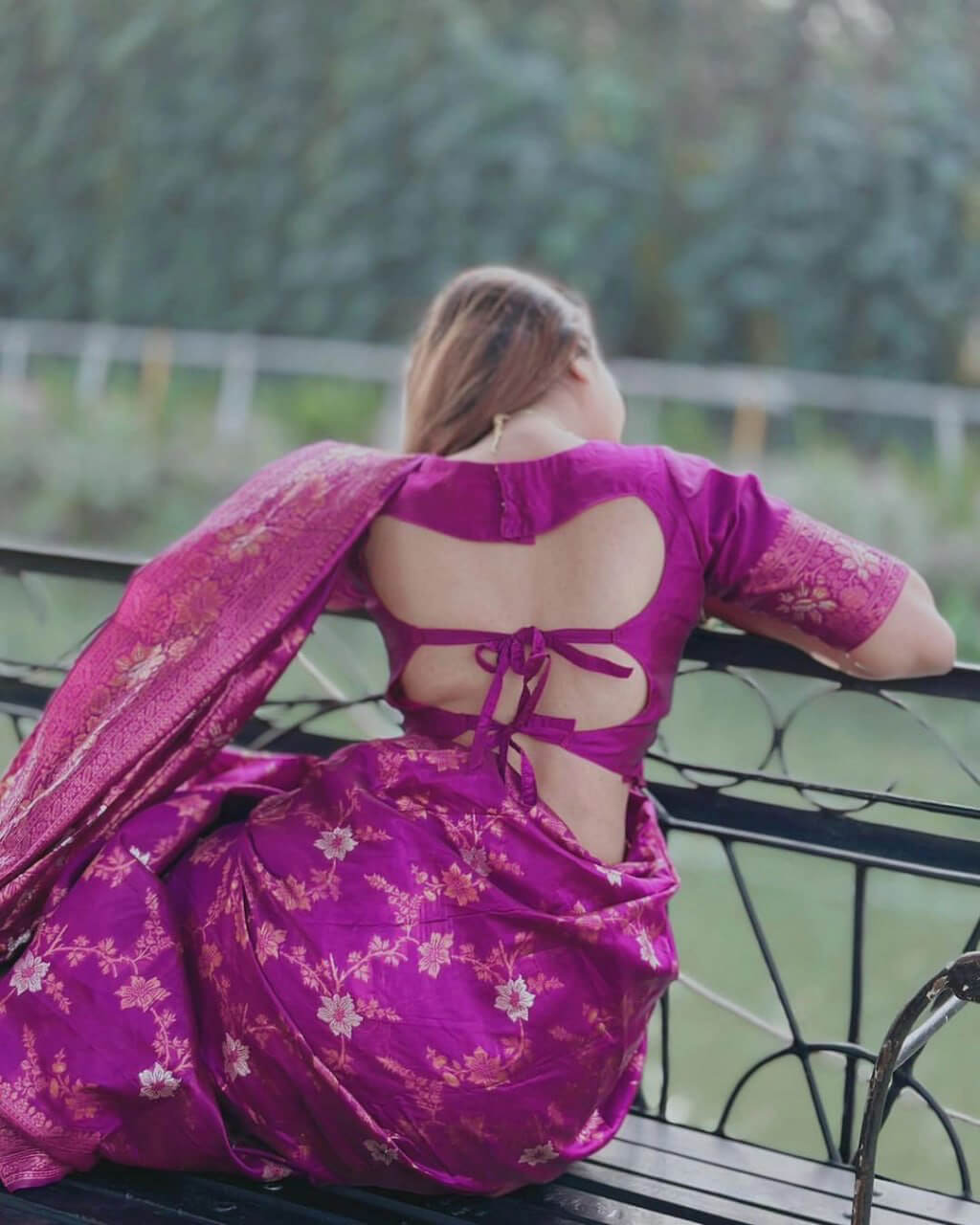 Bewitching Purple Soft Silk Saree With Groovy Blouse Piece - Surats Fabric
