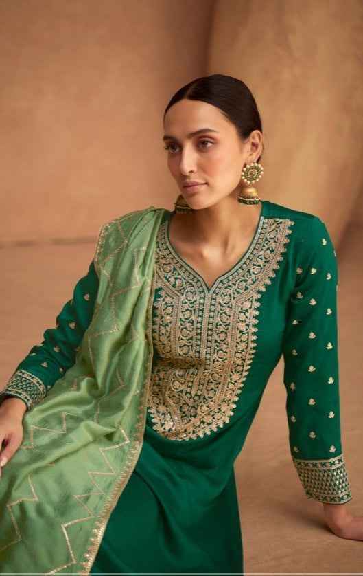 Green Straight Cut Palazzo Suit