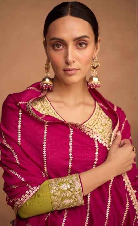 Mehendi Green Straight Cut Palazzo Suit