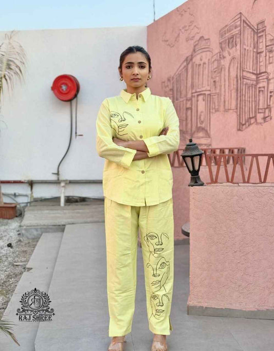 Yellow Pure Soft Cotton Co-ord Set