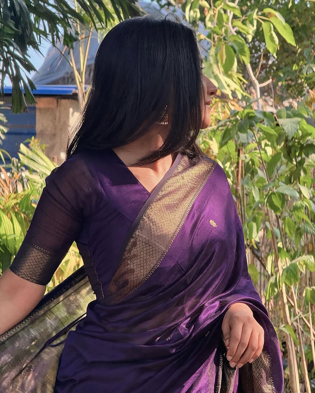 Attractive Purple Cotton Silk Saree With Incredible Blouse Piece - Surats Fabric