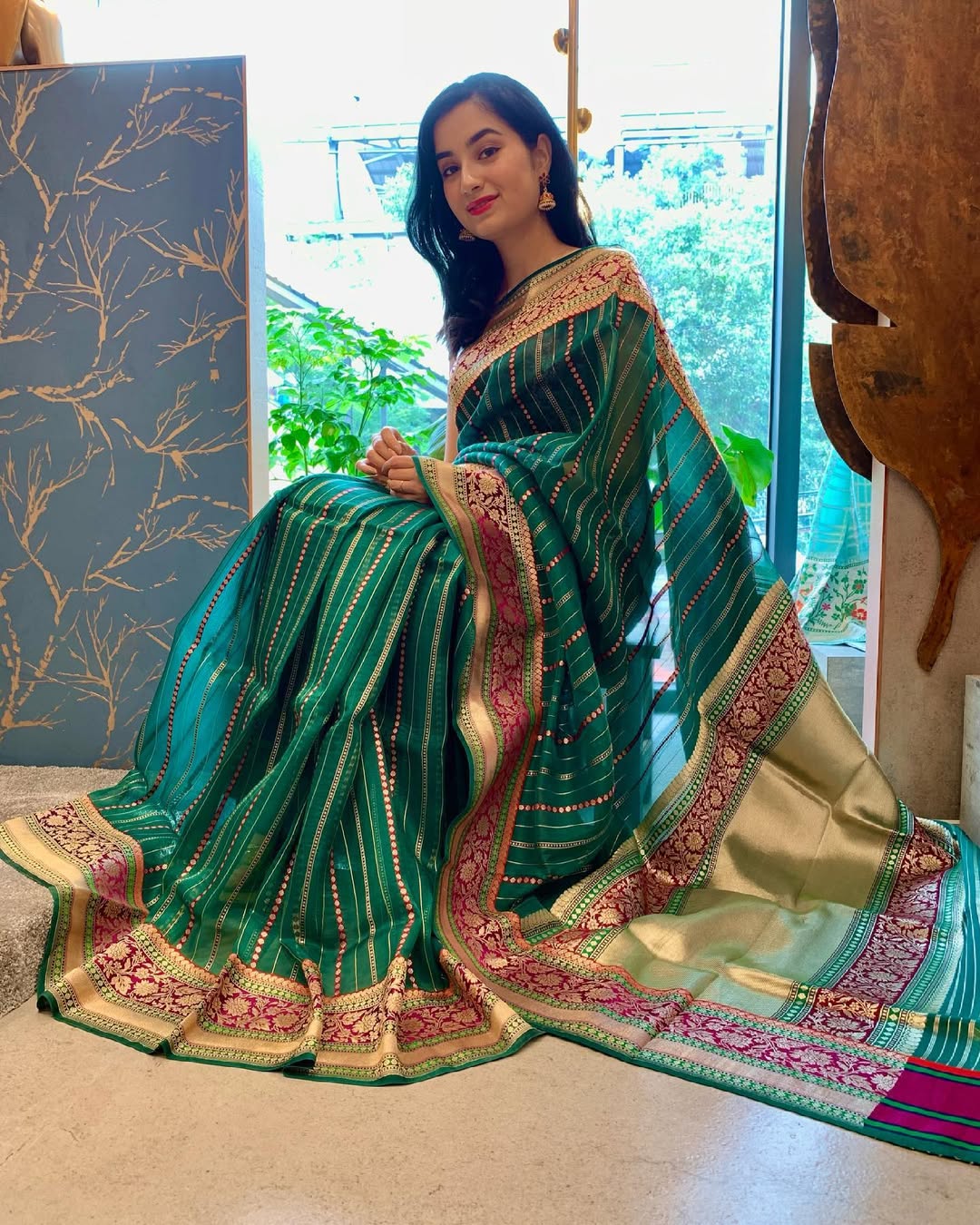 Attractive Rama Soft Silk Saree With Classy Blouse Piece - Surats Fabric