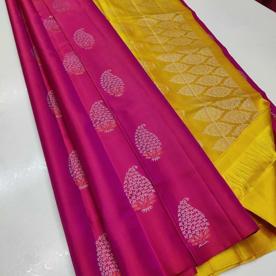 Breathtaking Dark Pink Soft Silk Saree With Ornate Blouse Piece - Surats Fabric