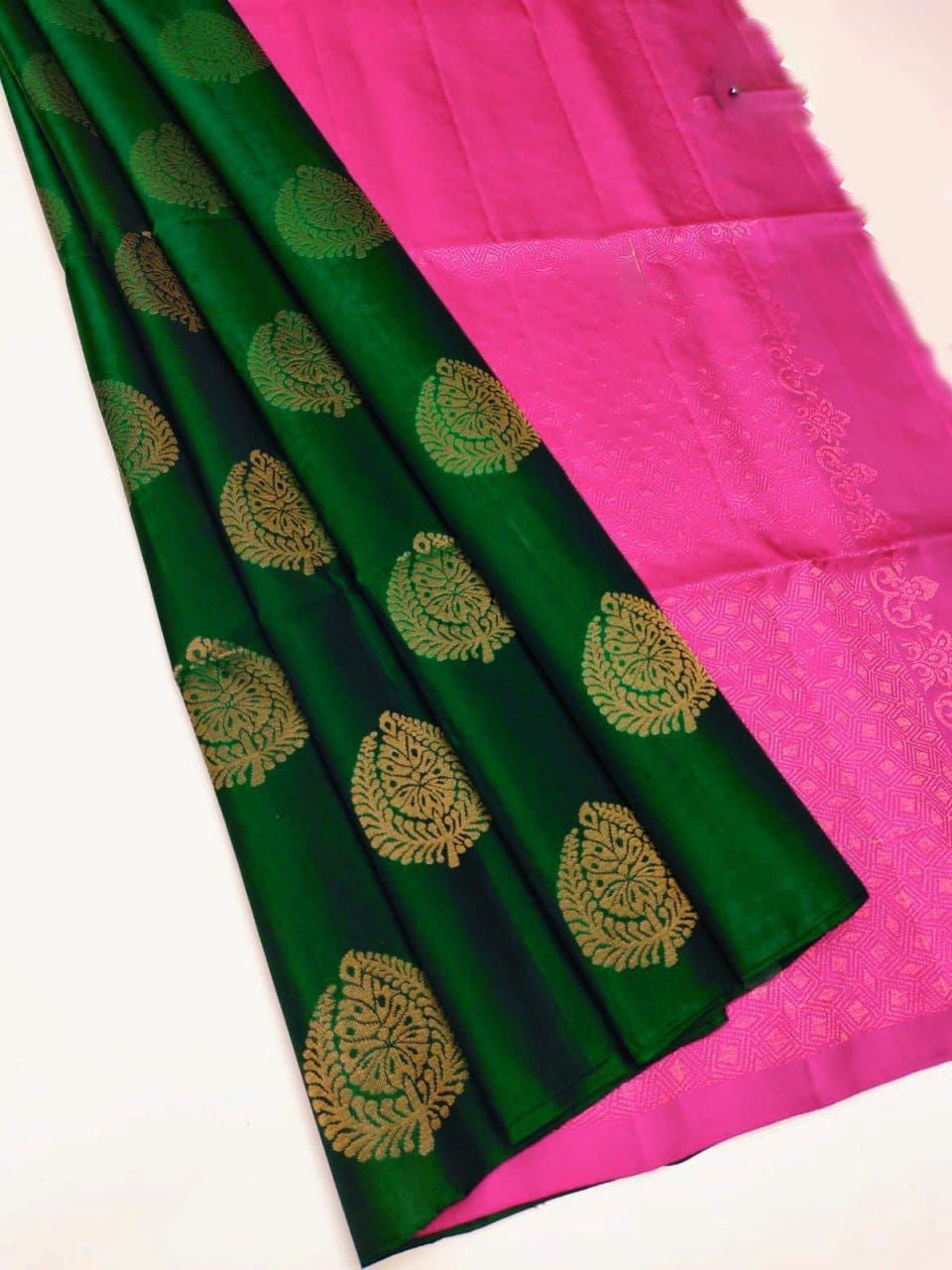 Brood Green Soft Silk Saree With Exemplary Blouse Piece - Surats Fabric