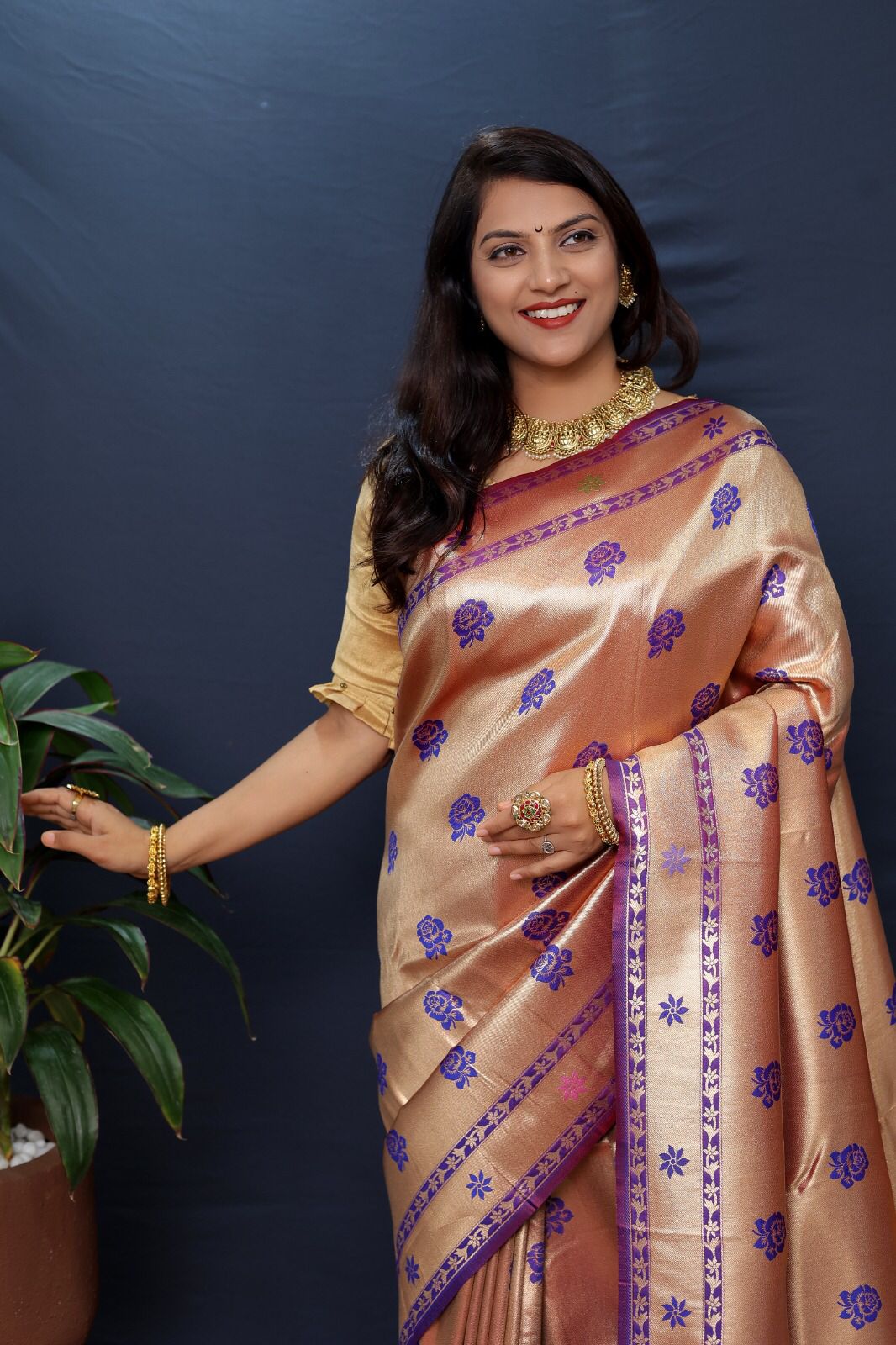 Brood Purple Paithani Silk Saree With Mellifluous Blouse Piece - Surats Fabric