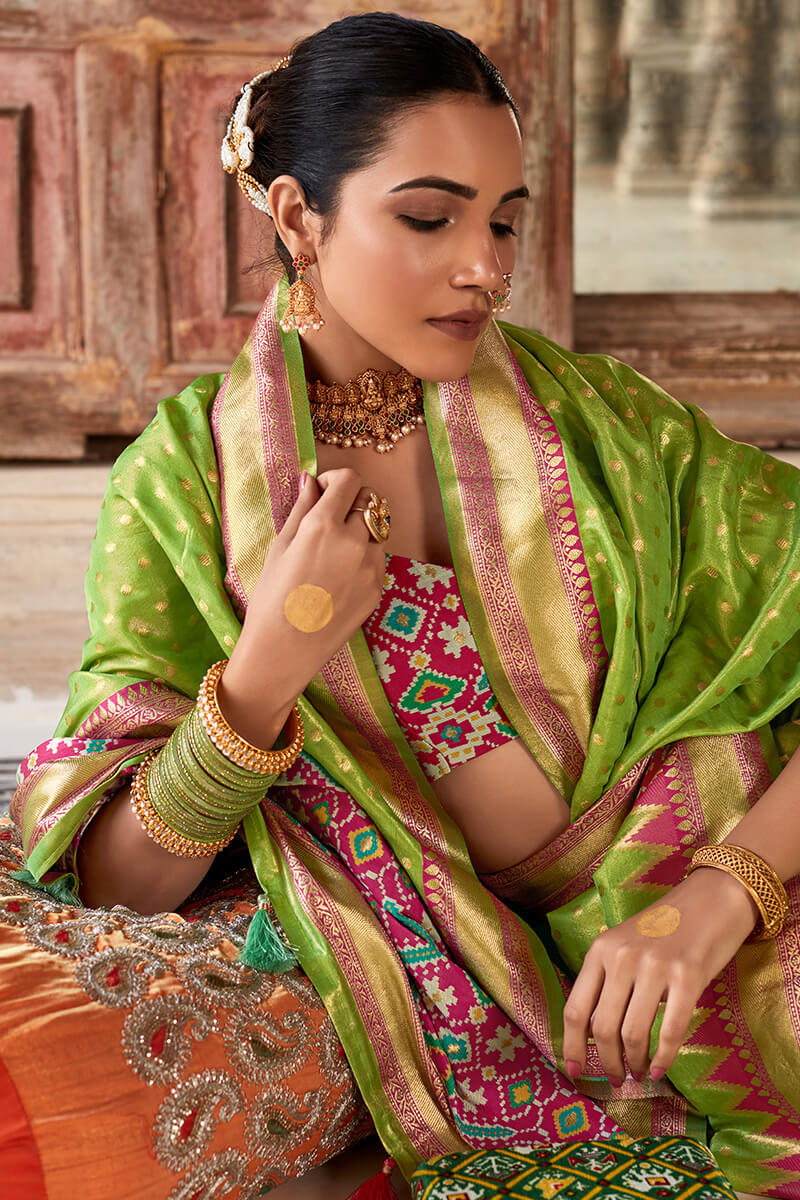 Arresting Green Soft Banarasi Silk Saree With Ravishing Blouse Piece - Surats Fabric