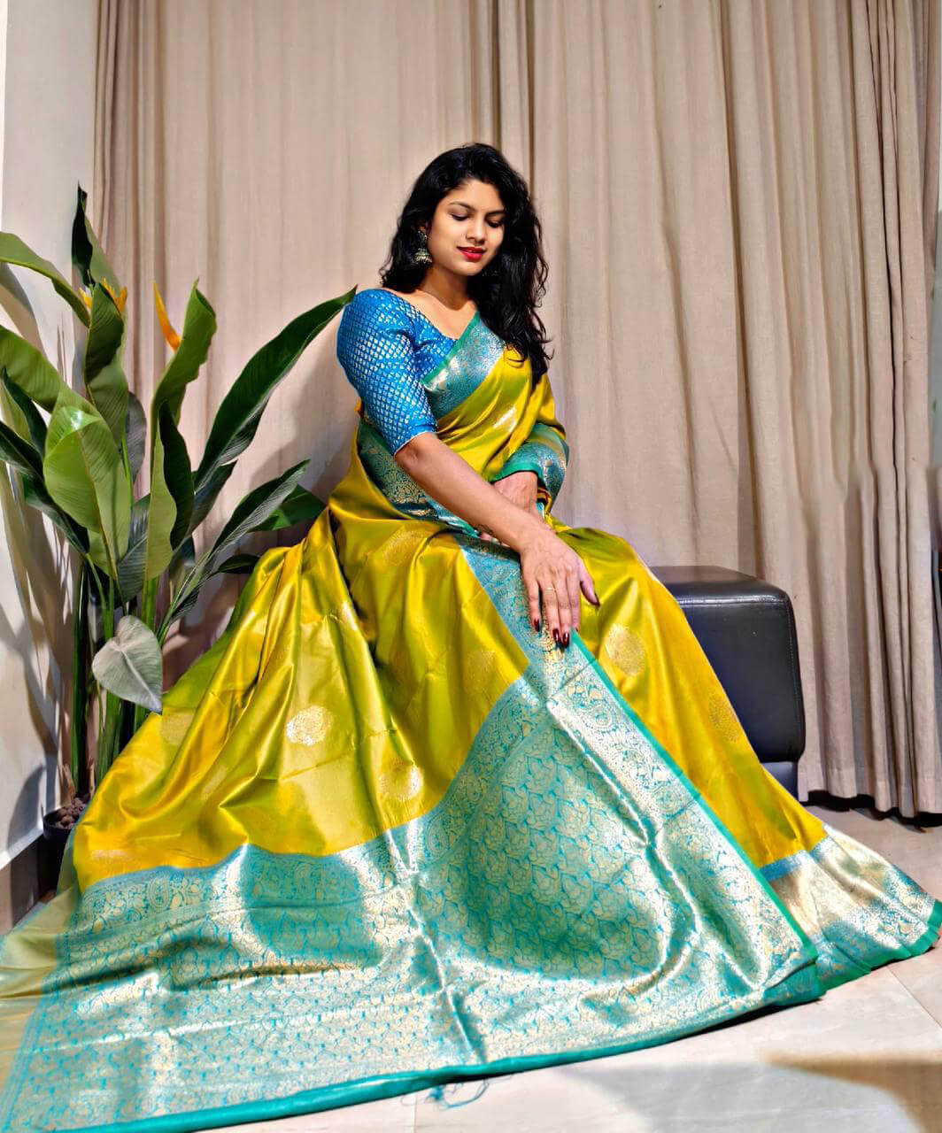 Bewitching Mustard Soft Banarasi Silk Saree With Dalliance Blouse Piece - Surats Fabric