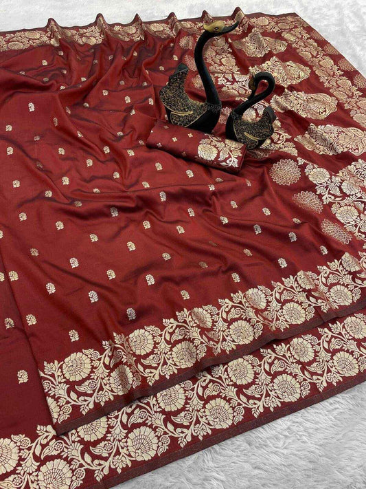 Amiable Royal Blue Soft Banarasi Silk Saree With Artistic Blouse Piece