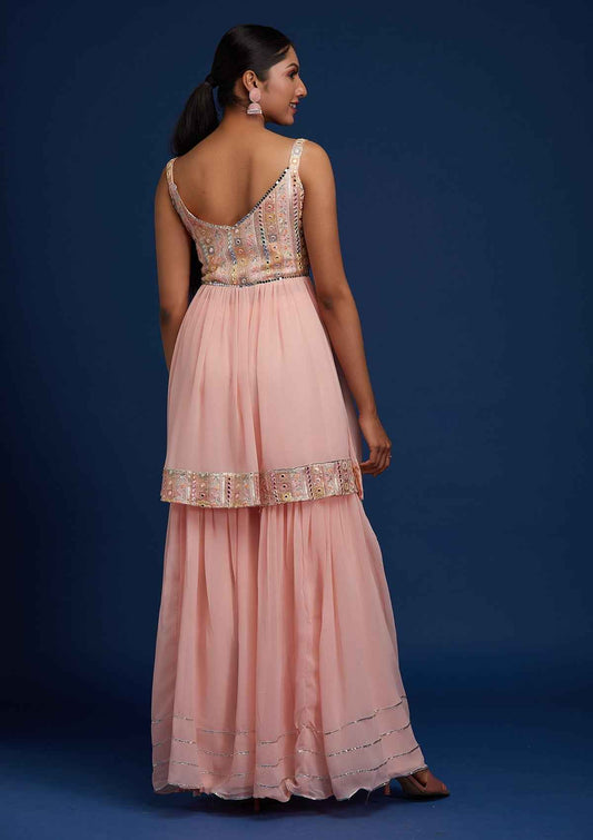 Baby Pink Mirrorwork Georgette Designer Salwar Suit