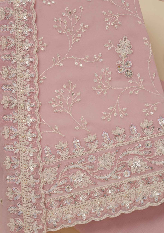 Baby Pink Sequins Georgette Unstitched Salwar Suit