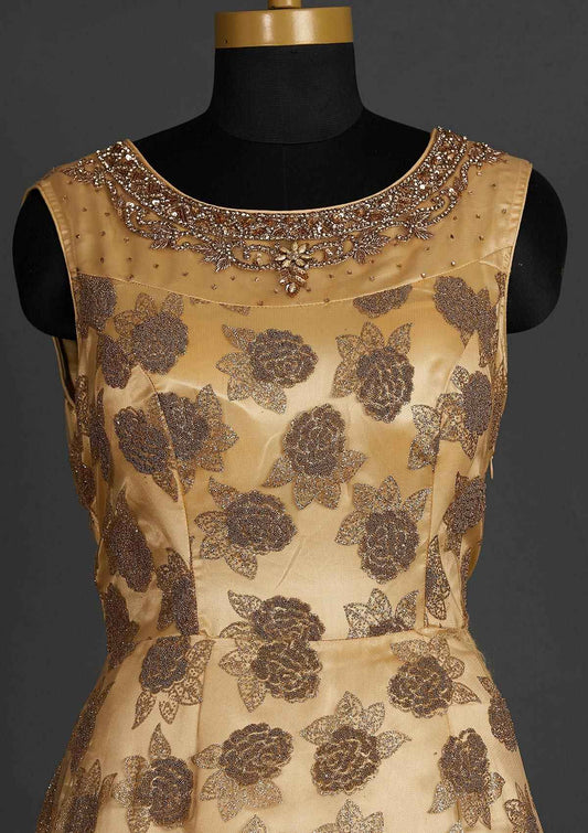 Gold Glitter Net Designer Gown