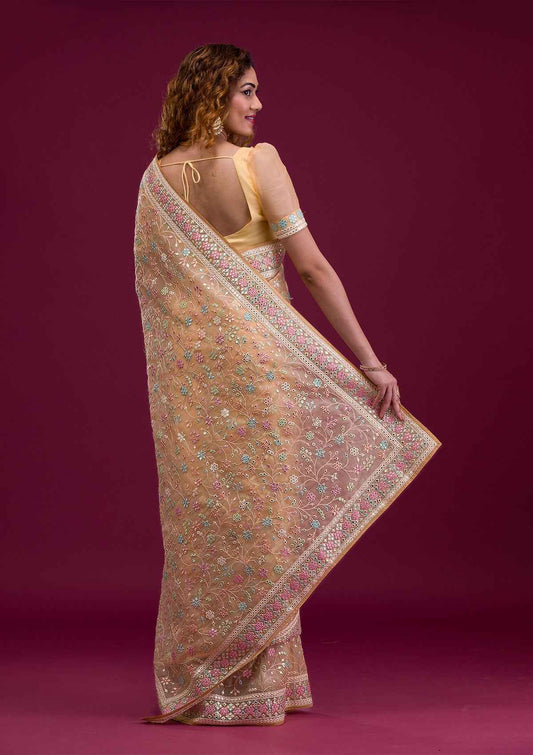 Gold Gotapatti Shimmer Georgette Saree