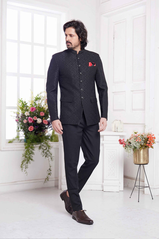 Black Imported Jodhpuri Suit for Men