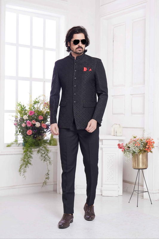Black Imported Jodhpuri Suit for Men